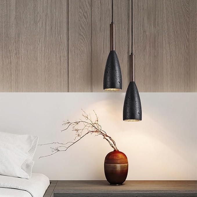 Travertine and Wood Light Retro Lamp with Stshade Nordic Kitchen Island Lighting for Dining Room Farmhouse Chandelier/K