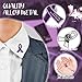 Unittype 60 Set Funeral Ribbon Pins Awareness Lapel Pin Remembrance Ribbon Brooch with Prayer Cards Organza Bags(Purple)