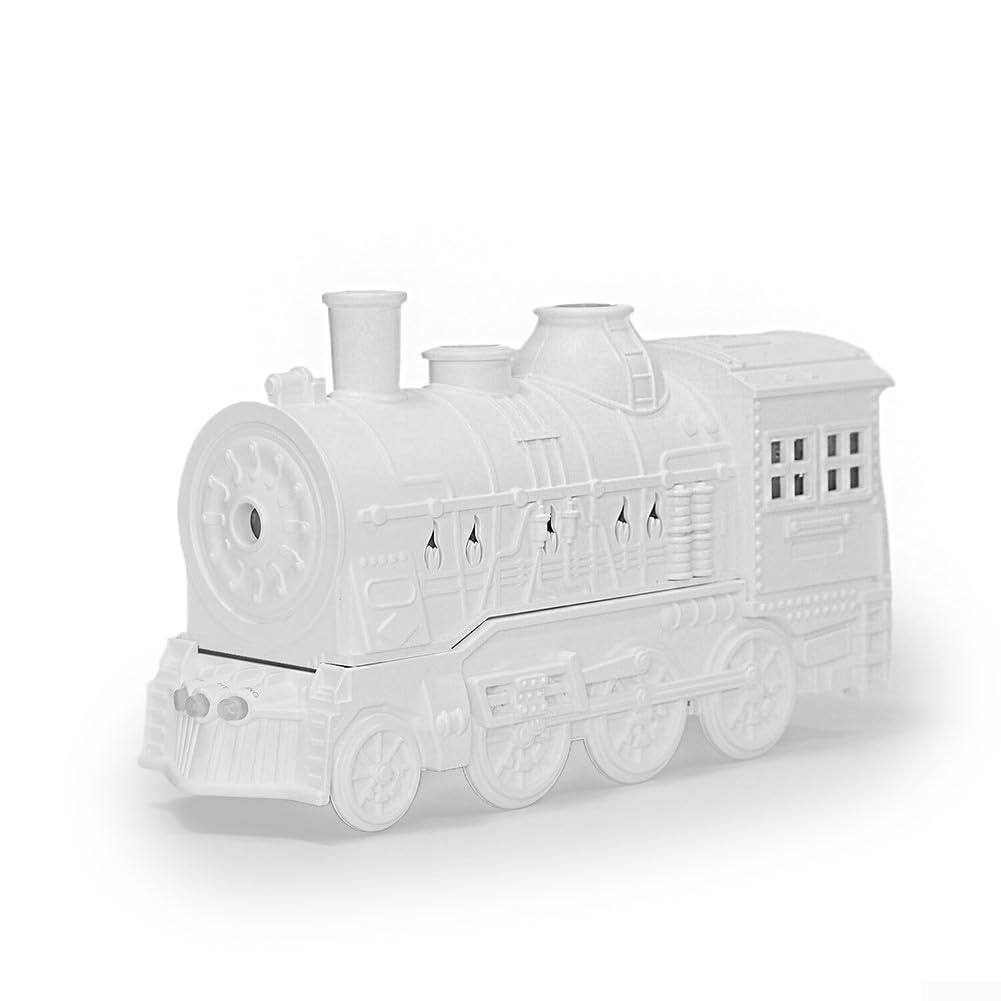 Difusor de aceite esencial de estilo retro de 300 ml, humidificador de aromaterapia en diseño retro de tren de vapor, capacidad de 300 ml con funcionamiento silencioso para relajación (blanco)