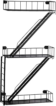 Fire Escape Wall Shelf - 3 Tier Trinket & Action Figure Display with Screwdriver & Screws, Unique Rustic Floating Action Figure Display for Bathroom & Living Room & Home Decor 3 Tier, 1