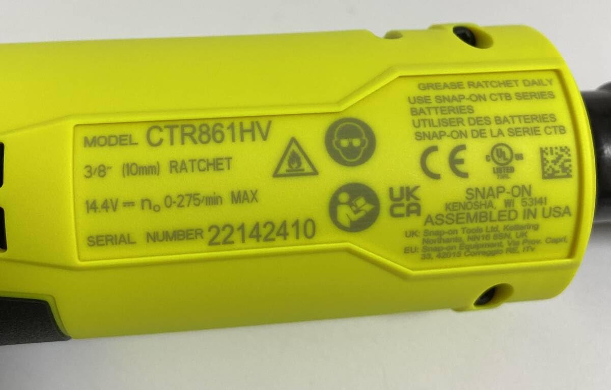 Amazon.co.jp: スナップオン 38 コードレスラチェット CTR861HVDB 電動 