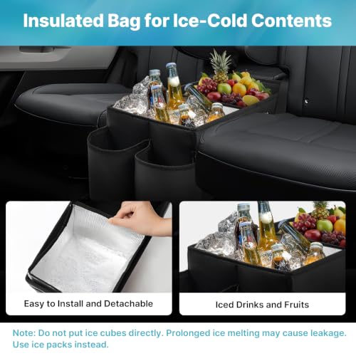 Image of Mixsuper Liner Car Seat Organizer for Kia Sorento 2021-2026, Console Organizer Backseat Box with Cup Holders for Kia Sorento, Kids Toys Baby Supplies Dog Toy Box Storage Bin Travel Accessories
