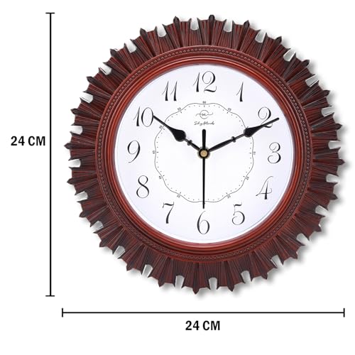 Image of Sehaz Artworks Wall Clock for Living Room Stylish | Wall Watch for Living Room | Clock for Home | Wall Clock for Hall - Brown 24x24 cm