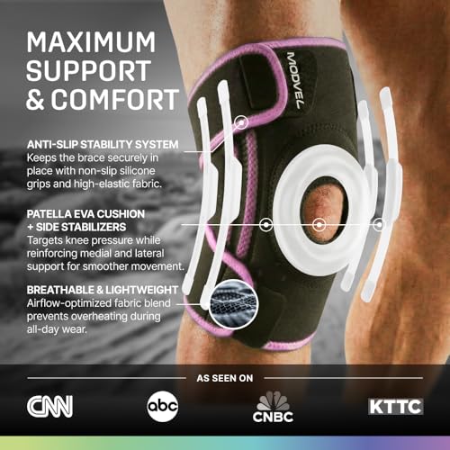 Image of Modvel Knee Brace with Side Stabilizers & Patella Gel Pads for Pain Relief and Joint Support Breathable, Non-Slip Compression Sleeve for Men & Women, Arthritis, Meniscus, ACL Recovery