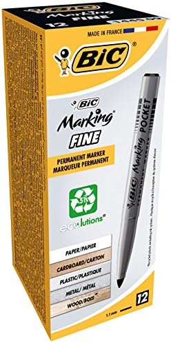 BIC Marking Permanent Markers Fine Tip Black 12 Box