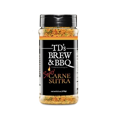 TD's Brew & BBQ SPICY CARNE SUTRA Rub & Seasoning BBQ Rub Condimento picante para carne Masaje picante para carnes y verduras Masaje picante