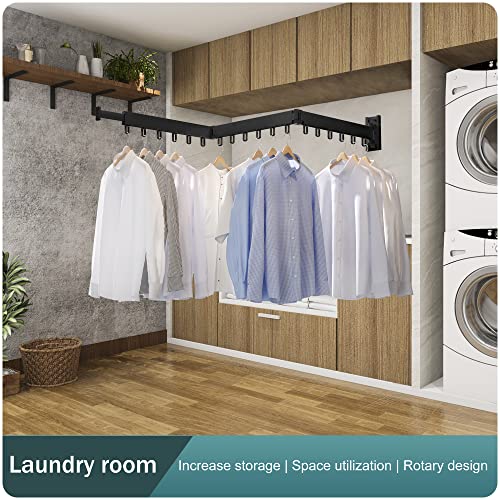 Image of BOQORAD Clothes Drying Rack,Wall Mounted Space-Saver,Retractable,Collapsible, Strong Load-Bearing,ing Rack Clothing,Laundry Drying Rack（Windproof Ring, Three Pole）