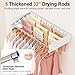 Vasunray Wall Mounted Clothes Drying Rack Folding Indoor, Foldable Laundry Drying Rack Collapsible,Invisible, Space Saving, Retractable Towel Drying Rack, with Wall Template(5 Drying Rods, White 32
