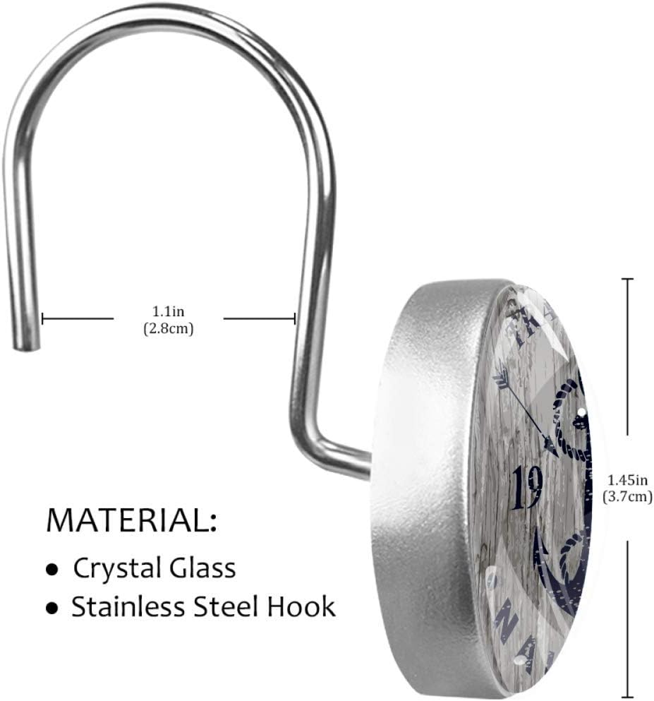Siebzeh Nautical Anchor Shower Curtain Hooks Metal Decorative Resin Hooks 12PCS Anti Rust Decorative Resin Glass Stainless Steel Hooks for Bathroom Baby Room Living Room