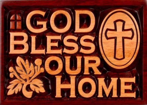 Christian, scritta God Bless Our home, 14 cm