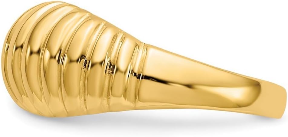 JewelryWeb 14k Yellow Gold Solid High Polished Ribbed Dome Ring Size 7.5 Ring for Women - Image 4
