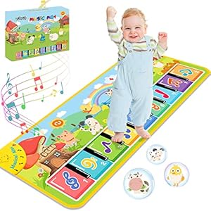 Lobyoh Musikmatte mit 8 Tieren, Baby Geschenk Kinderspielzeug, Klaviermatte Tanzmatte Keyboardmatte, Mitgebsel…