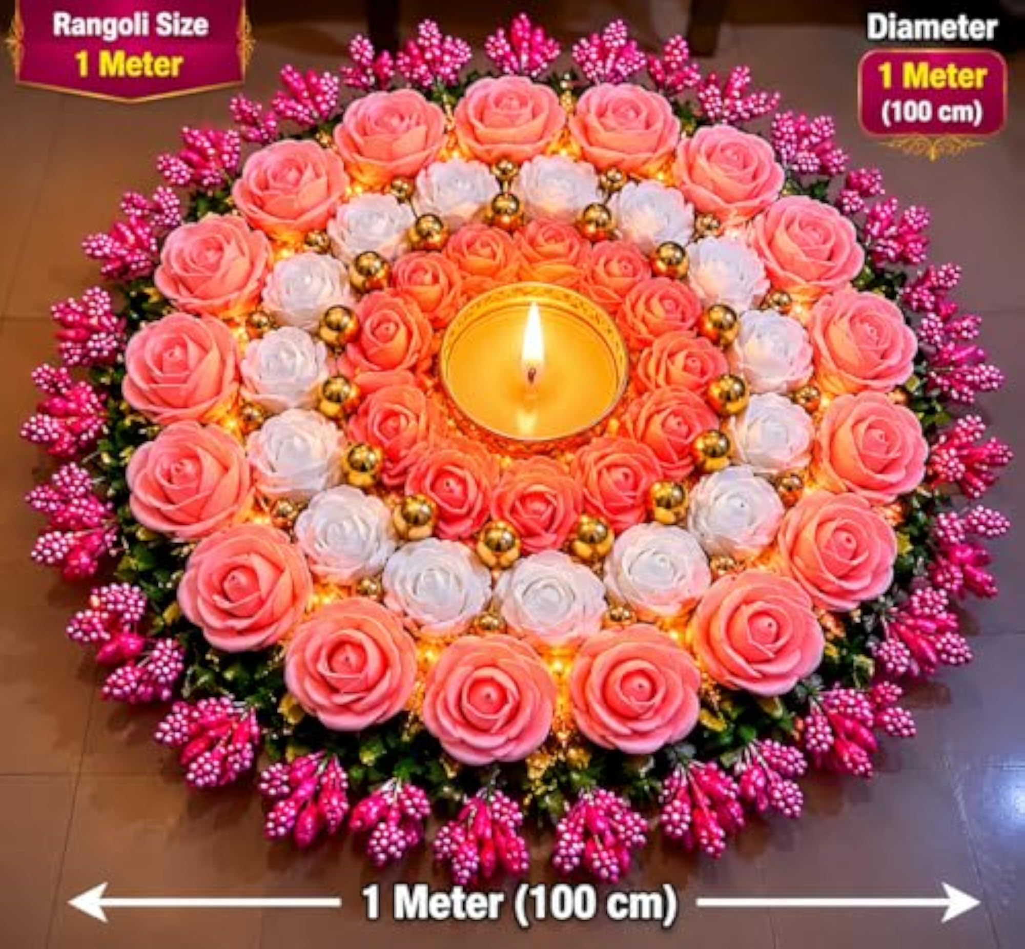 Handcrafted Decorative Rangoli T-Light Holder Set