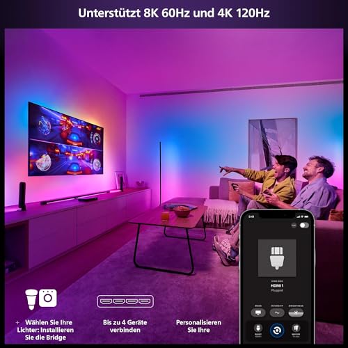 Philips Hue Play HDMI-Sync Box 8K - Entertainment Box synchronisiert bis zu 10 Hue Lampen mit Games, Filmen und Musik - Synchronisationsbox erfordert Hue Bridge - Unterstützt Dolby Vision HDR10+