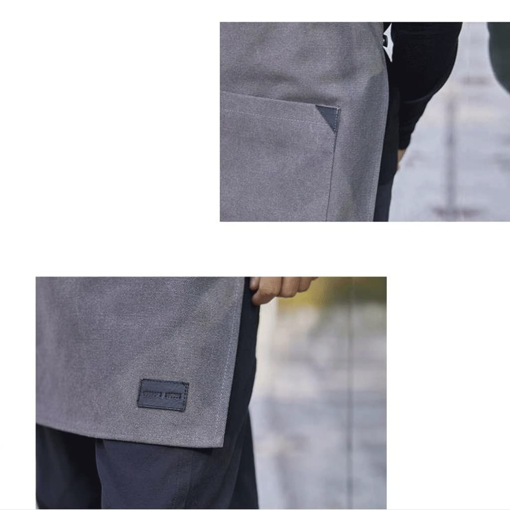 SSDD Gray Black Myed Vintage Canvas Fartuch Coffee Studio Restaurant Praca Fartuch (Size : L)