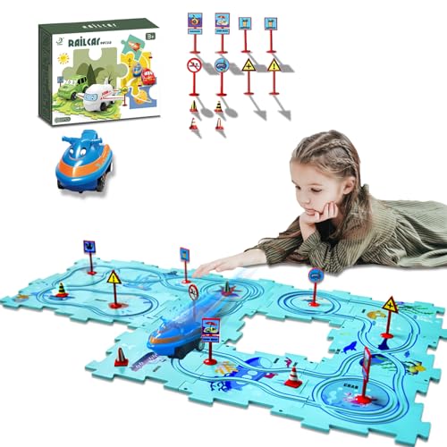 51qleloimcl - Toys for 3 4 5 6 Year Old Boys Girls, Montessori Toys Puzzles for Kids with Vehicle, Toddler Puzzle Track Play Set Gift, Critical Thinking Educational Toys (A-25Pcs, Oceans)