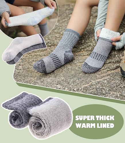 LANLEO Kids Merino Wool Hiking Socks Boys Girls Winter Thermal Warm Thick Cozy Cushion Boot Crew Socks3