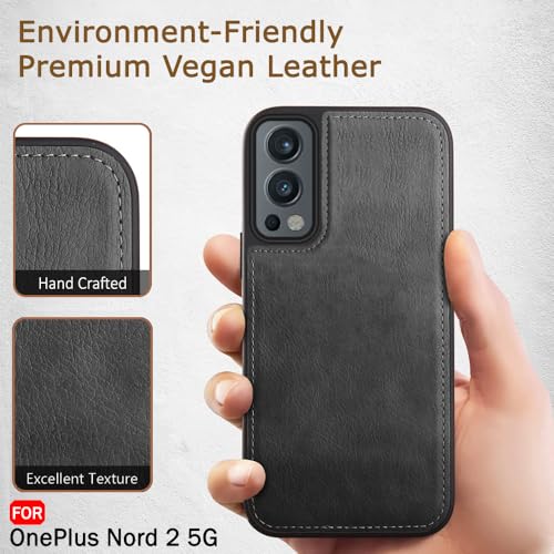 Image of TheGiftKart Genuine Leather Finish Back Cover for OnePlus Nord 2 5G / OnePlus Nord 2 Pac-Man Edition | Shockproof Design | Camera & Screen Protection | Stunning Minimalist Design Back Case (Black)