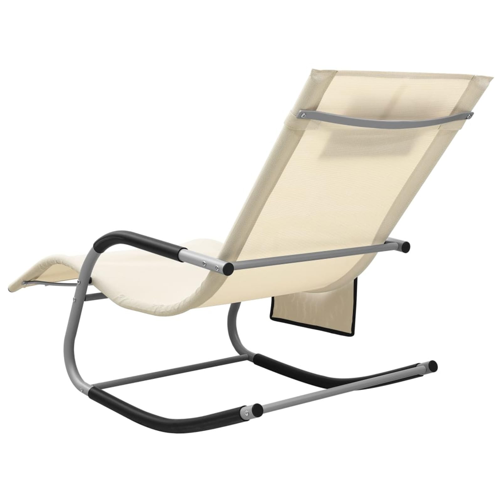 Homgoday Lettino Prendisole in Textilene Crema e Grigio, Lettini Prendisole, Divano Letto Mobili, Lettino da Piscina, Lettino Prendisole da Giardino Model310506