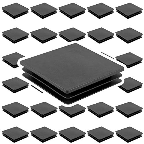 HOZEON 30 Pack 4 x 4 inches Square Plastic Plug, Thickened Durable Square Tubing End Caps, Square Tubing End Caps for Table Legs, Chair Legs, Fence Post Pipe Tube End, Furniture Sliding, Black