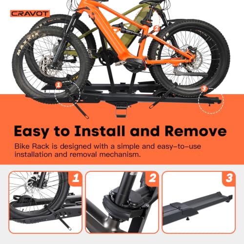 Image of CRAVOT E2 Plus Hitch E-Bike Rack with Integrated Ramp,200lbs Capacity