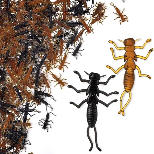 Simgoing 100 Pcs Black and Brown Soft Plastic Stonefly Scented Crappie Black Brown Fishing Soft...
