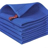 Lot de 5 torchons gaufrés : le lot contient 5 torchons de cuisine en coton naturel, torchons carrés de 30 x 30 cm en plusieurs couleurs pour une rotation facile et une utilisation coordonnée en cuisine.