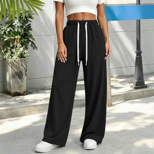 Sweatpants for Women Straight Leg Drawstring High Waisted Yoga Sweat Pants - image 2