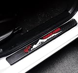 GUIILAN 4Pcs Door Sill Protector Reflective 4D Carbon Fiber Sticker Decoration Door Entry Guard Sill Scuff Plate Stickers Accessories Compatible with Ford Bronco (Red)