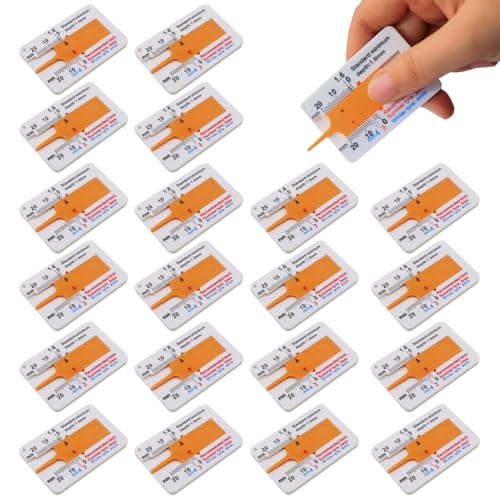 KEORHEZ 20 Misuratori di Profondità per Pneumatici, Tread Depth Gauge per Tyres, 0 – 20 mm, Profili per Veicoli Auto e Moto