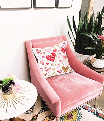Xuiswell Romantic Watercolor Red Heart Soft Throw Pillow Cover, Valentine’s Day Wedding, 18 X 18 Inch Cushion Case For Sofa Bed Home Decor #TOP1