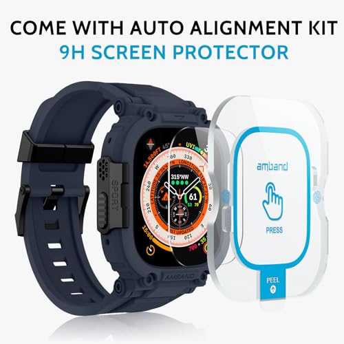 Image of amBand for Apple Watch Ultra 3 /2 /1 Case, M1 Sport Series Durable Bumper and Screen Protector Fits iWatch Ultra Bands 49mm, Waterproof Gym Workout Accessories for Running Swimming Boating - Navy Blue