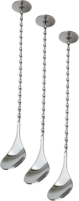 Evokk 3 Pcs Twisted Cocktail Bar Spoons Stainless Steel With Masher,Size 11 Inch