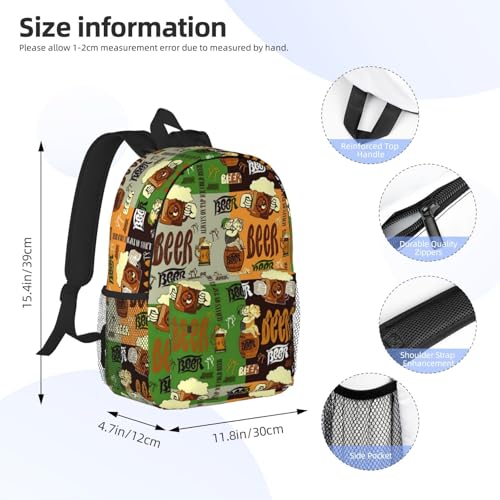 Mochila con estampado de cerveza para viajes y senderismo activo 4