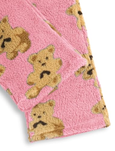 Image of ZAFUL Women's Fuzzy Plush Pajama Pants Wide Leg Pj Bottoms Lounge Pants