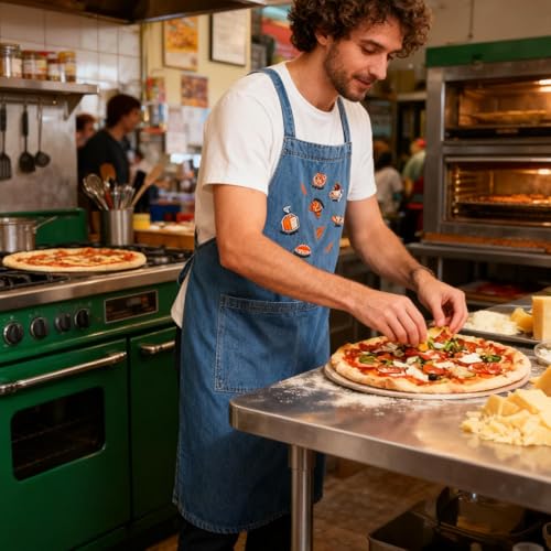 Tablier de cuisine en denim résistant style atelier pour passionnés