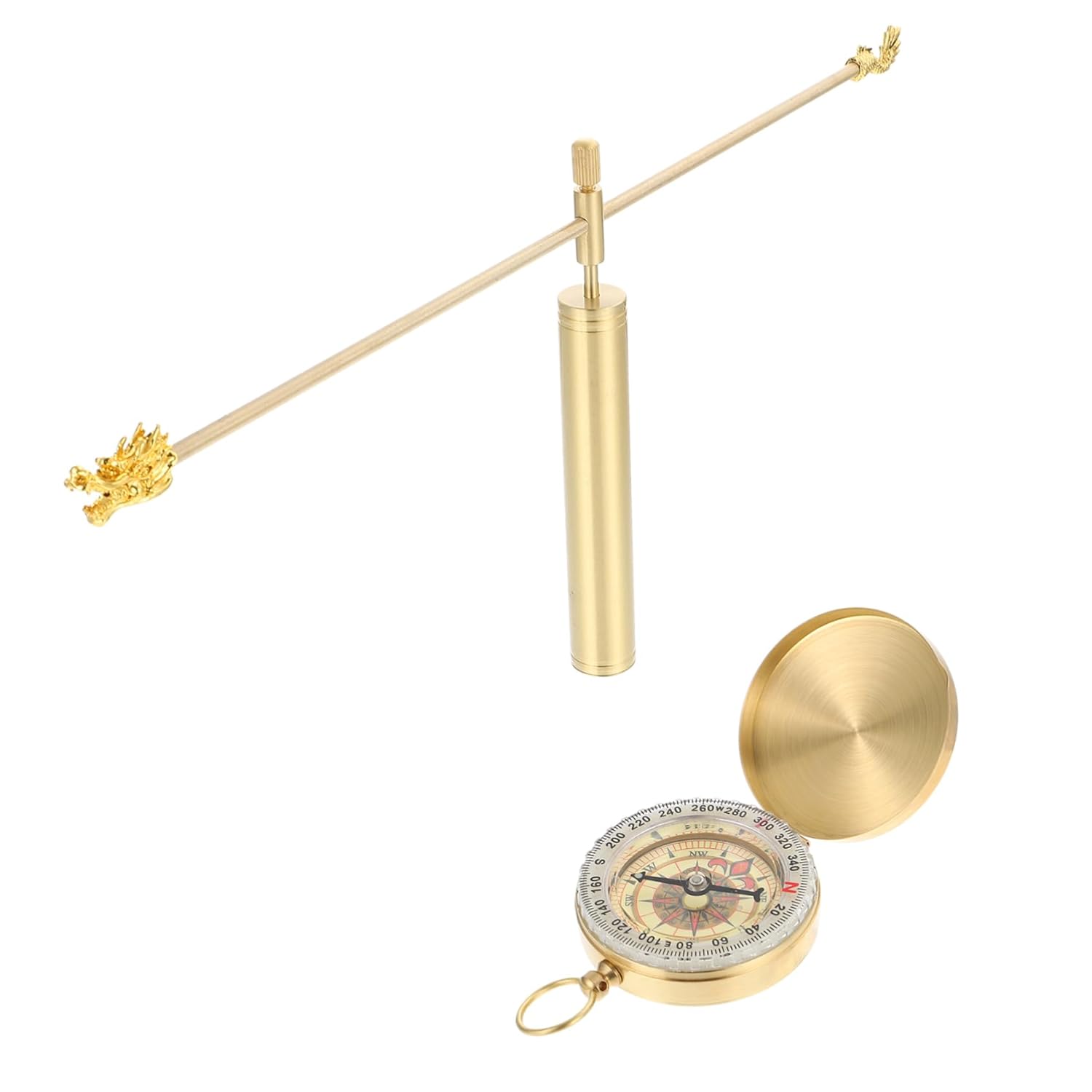 GLEAVI Feng Shui Dowsing Rod with Dragon Head Design Portable Copper Divining Tool for Water Detection and Energy Probing Precision Compass for Accurate Analysis