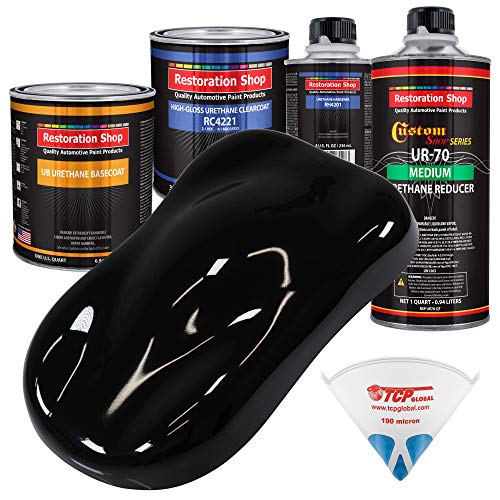Restoration Shop - Complete Medium Quart Kit - Jet Black Urethane Basecoat/Clearcoat Car