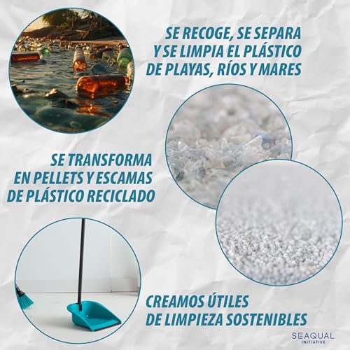 MAYA Eversea® Kehrschaufel mit Gummiliste und Metallstiel. Hergestellt aus recycelten Materialien. Nachhaltig, widerstandsfähig und effizient. Ideal für Zuhause und Büro.