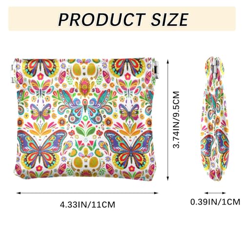 Colorful Butterflies Coin Purse Leather Pouch Change Purse, Squeeze Coin Pouch for Cards, Keys & Lipsticks, Unisex3