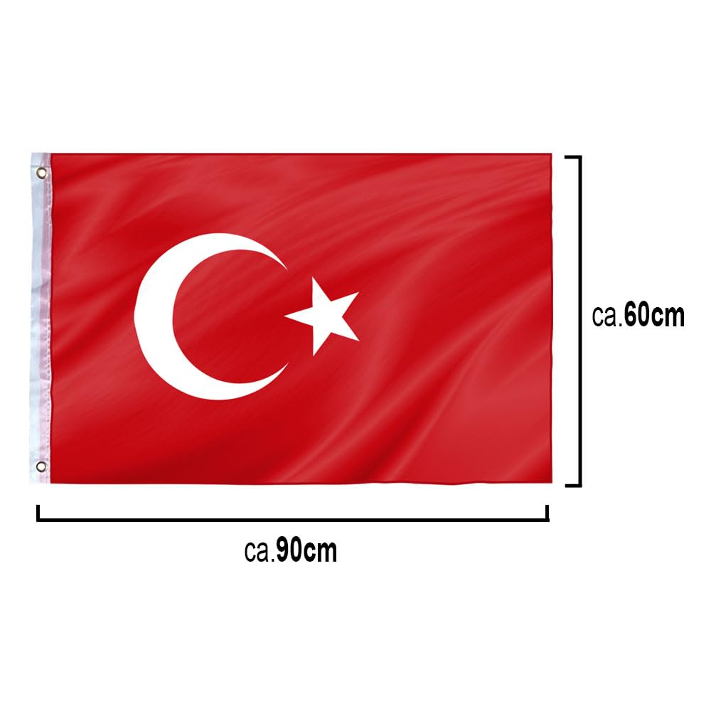 Murago - Türkei Autodeko Fan Set 9-teilig - Autofahnen Fahne Flagge Auto Bayrak Fanartikel WM Spiegelfahne Autofensterfahne