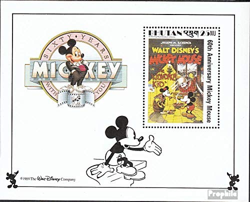 Prophila Collection Bhutan Michel.-No..: Block 177 1989 Walt-Disn.-Fig Micky Maus (Francobolli per i Collezionisti) Fumetto