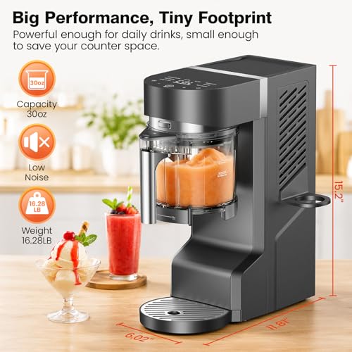 Image of Slushie Machine, Ice Cream Maker, Slushy Machine for Home and Families, No ice needed with Rapid Chill & Temperature Control, Multi-function for Margarita, Frappe, Easy to Clean, Grey
