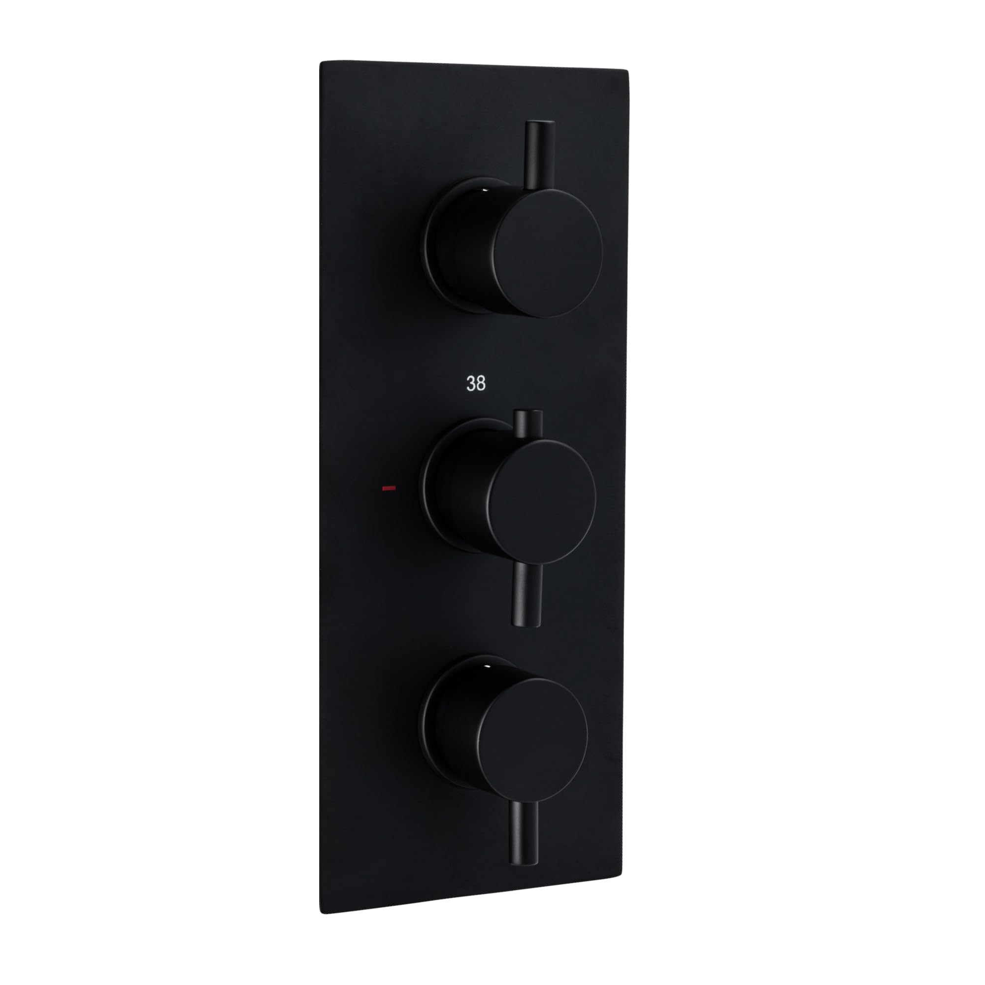 Enki Black Naples, Tsv025, Concealed Thermostatic Triple Shower Mixer Valve With Two Outlets, Round Handles, Modern Bathrooms, Constant Temperature, Matt