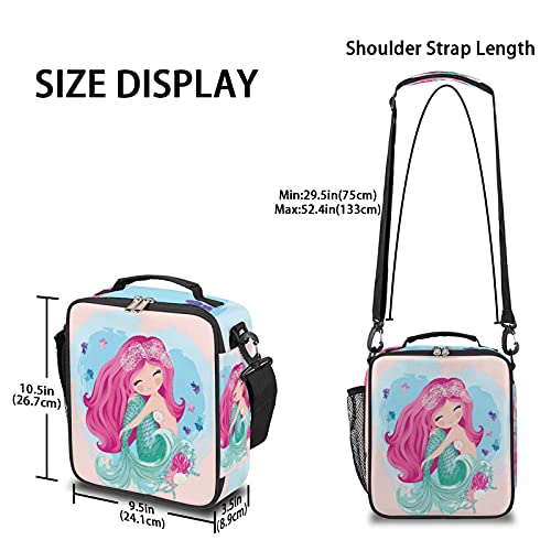 Cute Mermaid Insulated Lunch Box For Kids School Lunch Bag For Boys Girls Cartoon Mermaid Lunch Tote Bag With Adjustable Shoulder Strap, Lunch Cooler Bag For School Picnic Travel #TOP1