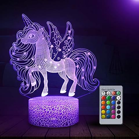 Syomin Unicorn Night Light for Kids, 3D Night Light for Kids with 16 Colors Changing, Decor Lamp with Remote Control, Birthday Gifts for Girls, Unicorn Gift for Girls Birthday Gift Cover