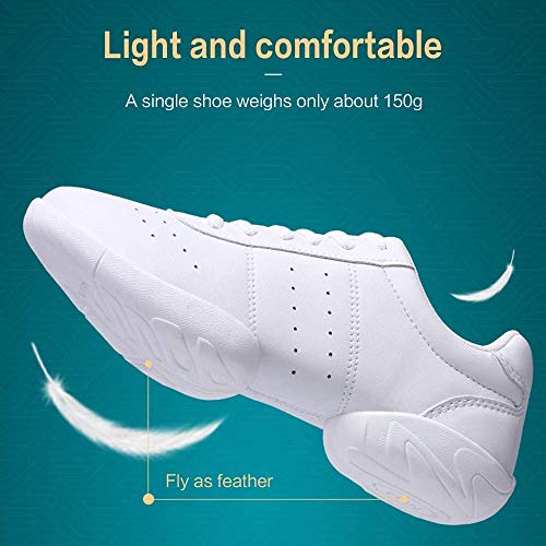 Jituue Cheer Shoes Women Cheerleading Dance Shoes Fashion Trainers Sneakers Lace Up Gym Athletic Sport Training Shoes For Girls (White, Us 9) #TOP4
