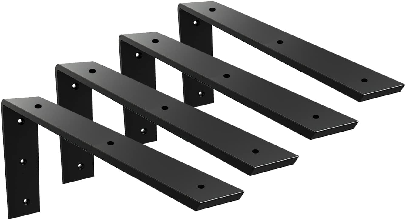 Countertop Support Bracket 4 Pack 12 inch Heavy Duty Granite Countertop Bracket 16" x 6" x 2 1/2" Shelf L Bracket Mantel Corbels for Quartz/Granite/Wood/Concret/ Laminate Countertops