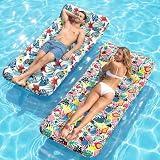 IRUIRUI 2 Pack Pool Floats Adult, Oversized Inflatable Pool Float Loungers for Adults with Headrest, Swimming Pool Rafts for Adults Pool, Lake, Beach & Summer Party