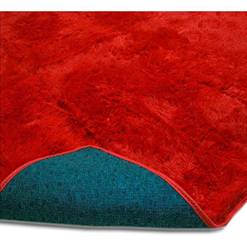 Tapete Sala, Quarto Peludo Felpudo Macio e Luxuoso 2,00m x 1,50m – Vermelho.